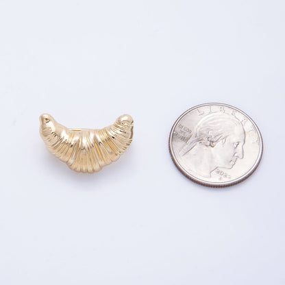Gold Minimalist 24mm x 15mm Croissant Pastry Pin Brooch | BH-044