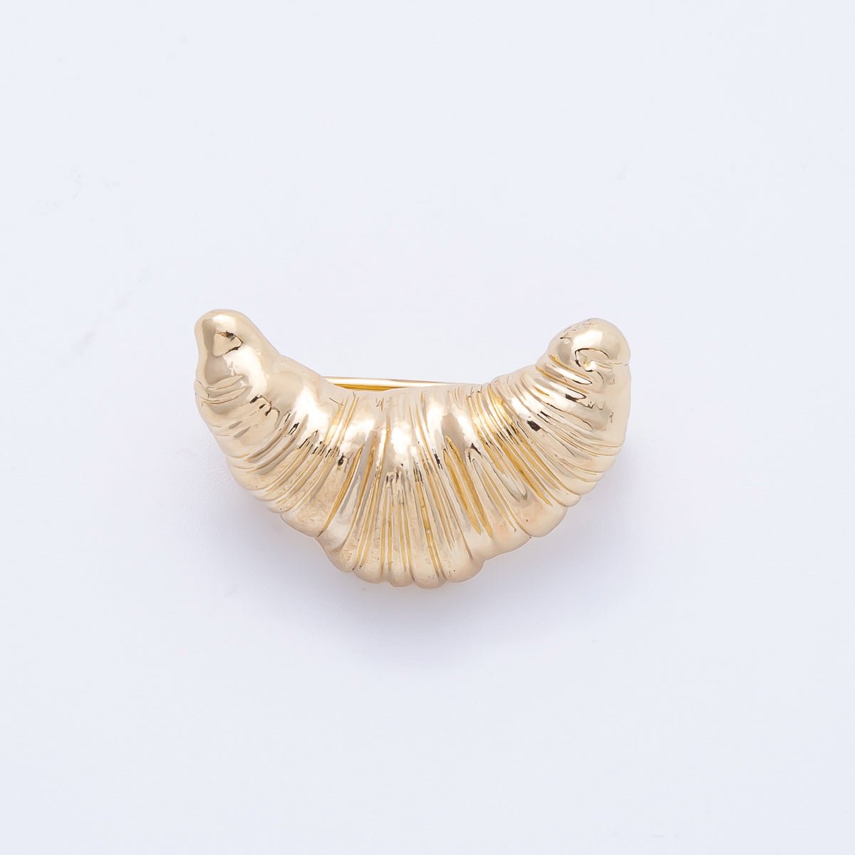 Gold Minimalist 24mm x 15mm Croissant Pastry Pin Brooch | BH-044