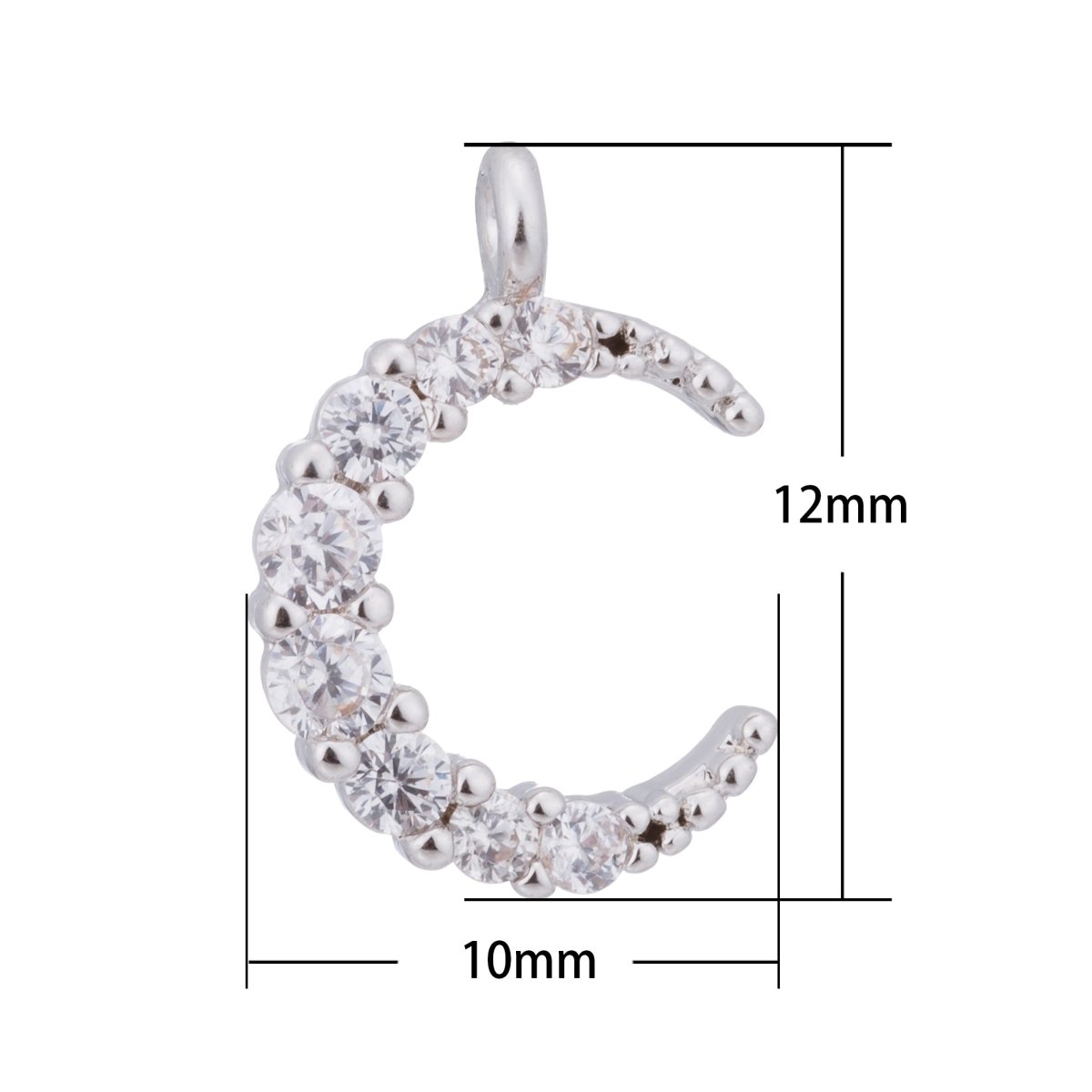 Gold Moon Beam, Moonlight Cute Dream Crescent Celestial DIY Craft Cubic Zirconia Bracelet Charm Bead Finding Pendant For Jewelry Making C-177