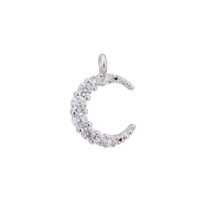 Gold Moon Beam, Moonlight Cute Dream Crescent Celestial DIY Craft Cubic Zirconia Bracelet Charm Bead Finding Pendant For Jewelry Making C-177