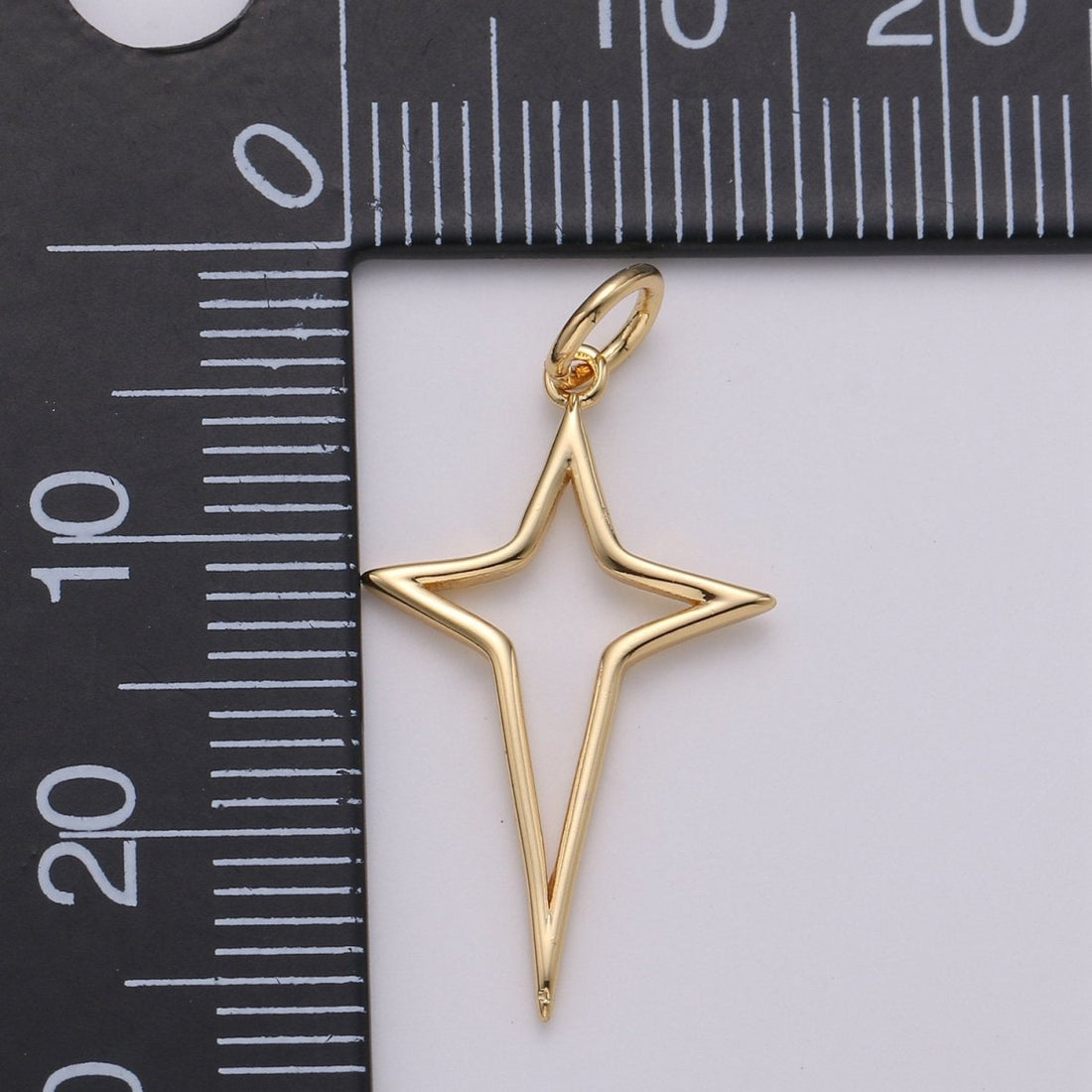 Gold North Star Charm 24k Gold Filled Star Charm, Polaris Charm, Celestial Charm Jewelry Cut out Star Charm for Necklace Earring Bracelet Supply  D-468
