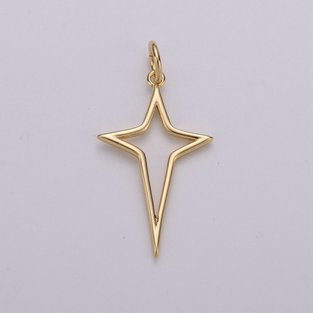 Gold North Star Charm 24k Gold Filled Star Charm, Polaris Charm, Celestial Charm Jewelry Cut out Star Charm for Necklace Earring Bracelet Supply  D-468