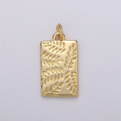 Gold Olive Leaf Branch Pendant / Dainty Geometric Charm for necklace bracelet Jewelry Making C-816