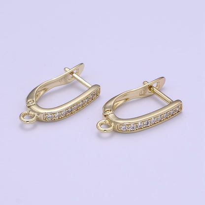 Gold one touch w/ open link Lever Hoop earring making, 17.6x10 mm, Nickel free Lead Free for Earring Charm Making Findings L-221 L-222 K-820
