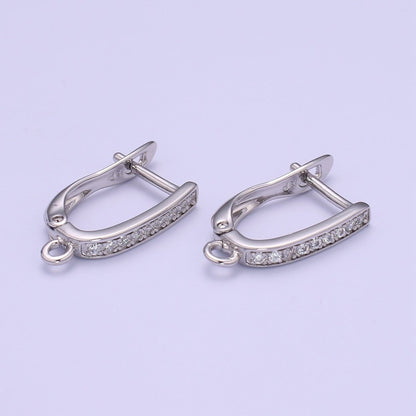 Gold one touch w/ open link Lever Hoop earring making, 17.6x10 mm, Nickel free Lead Free for Earring Charm Making Findings L-221 L-222 K-820
