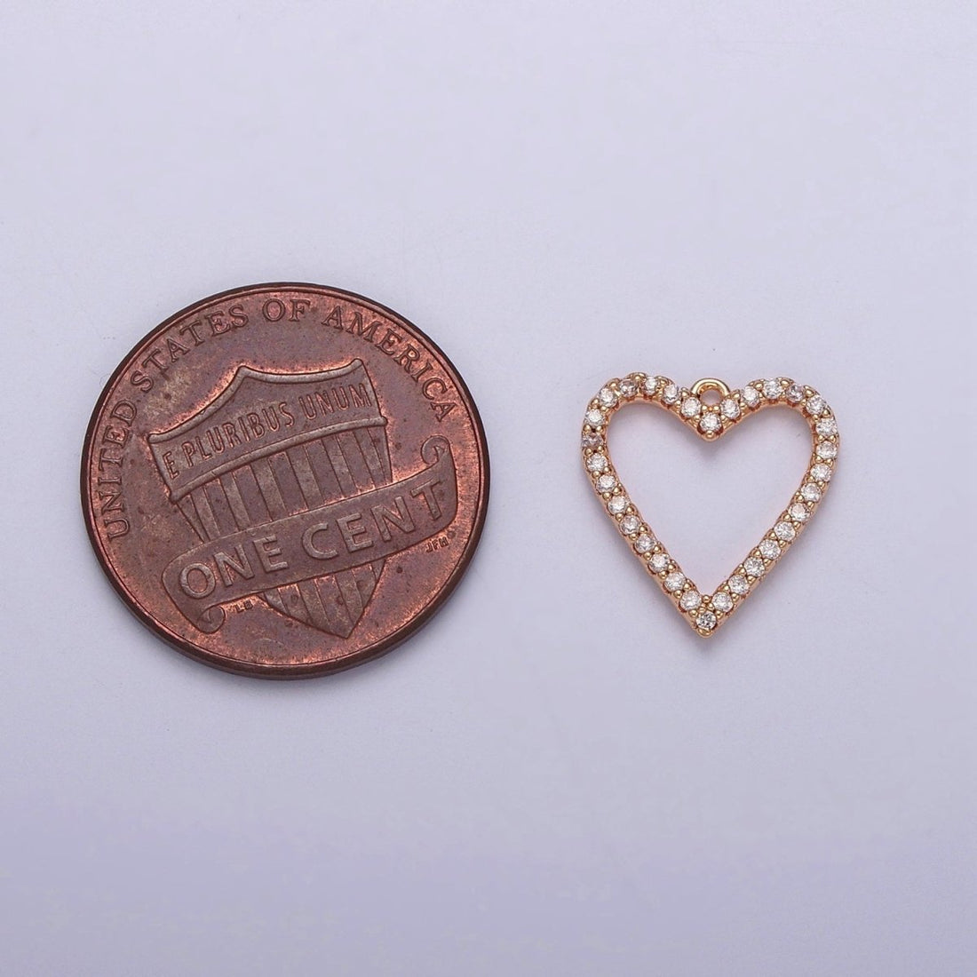 Gold Open Heart Outline Micro Paved CZ Charm For Valentine Love Jewelry Making | X-815