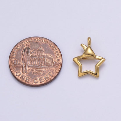 Gold or Silver Open Star Lobster Clasp, 15x11mm, Open Star Lobster Clasp, Star Charm Enhancer Clasp Wholesale Supply L-659 L-658