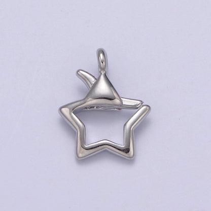 Gold or Silver Open Star Lobster Clasp, 15x11mm, Open Star Lobster Clasp, Star Charm Enhancer Clasp Wholesale Supply L-659 L-658