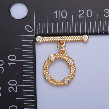 Gold OT Toggle Clasps Chevron CZ Clasps Connectors for Jewelry Handmade Making Bracelet Necklace L-762