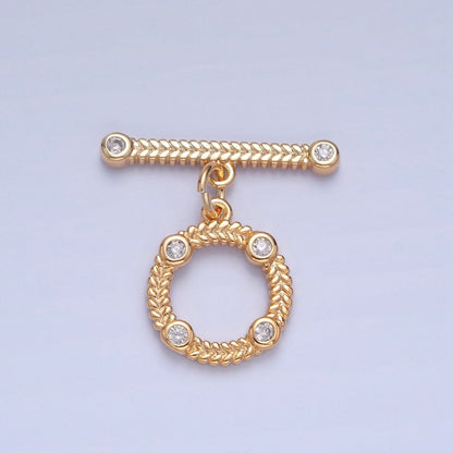 Gold OT Toggle Clasps Chevron CZ Clasps Connectors for Jewelry Handmade Making Bracelet Necklace L-762