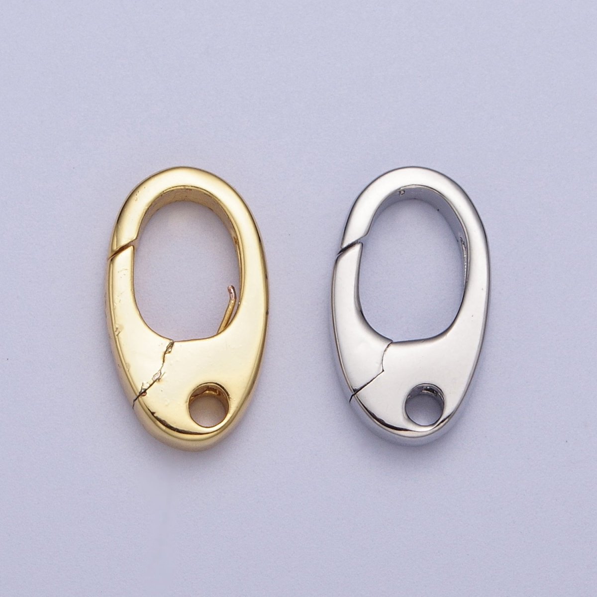 Gold Oval Push Clasps, Push Gate Clasp Silver Small Oval Clasp, Hinged Ring Clasp, Spring Gate Clasp for Bracelet Necklace Z-194 Z-195