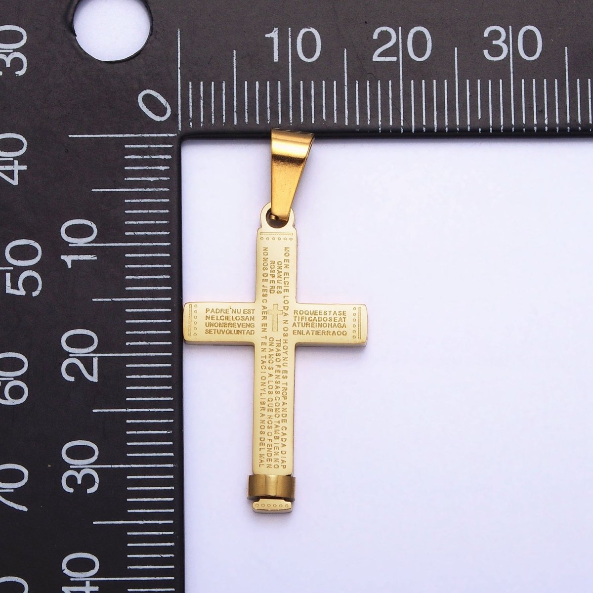 Gold Padre Nuestro Cross Pendant, Lord&