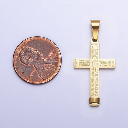 Gold Padre Nuestro Cross Pendant, Lord&