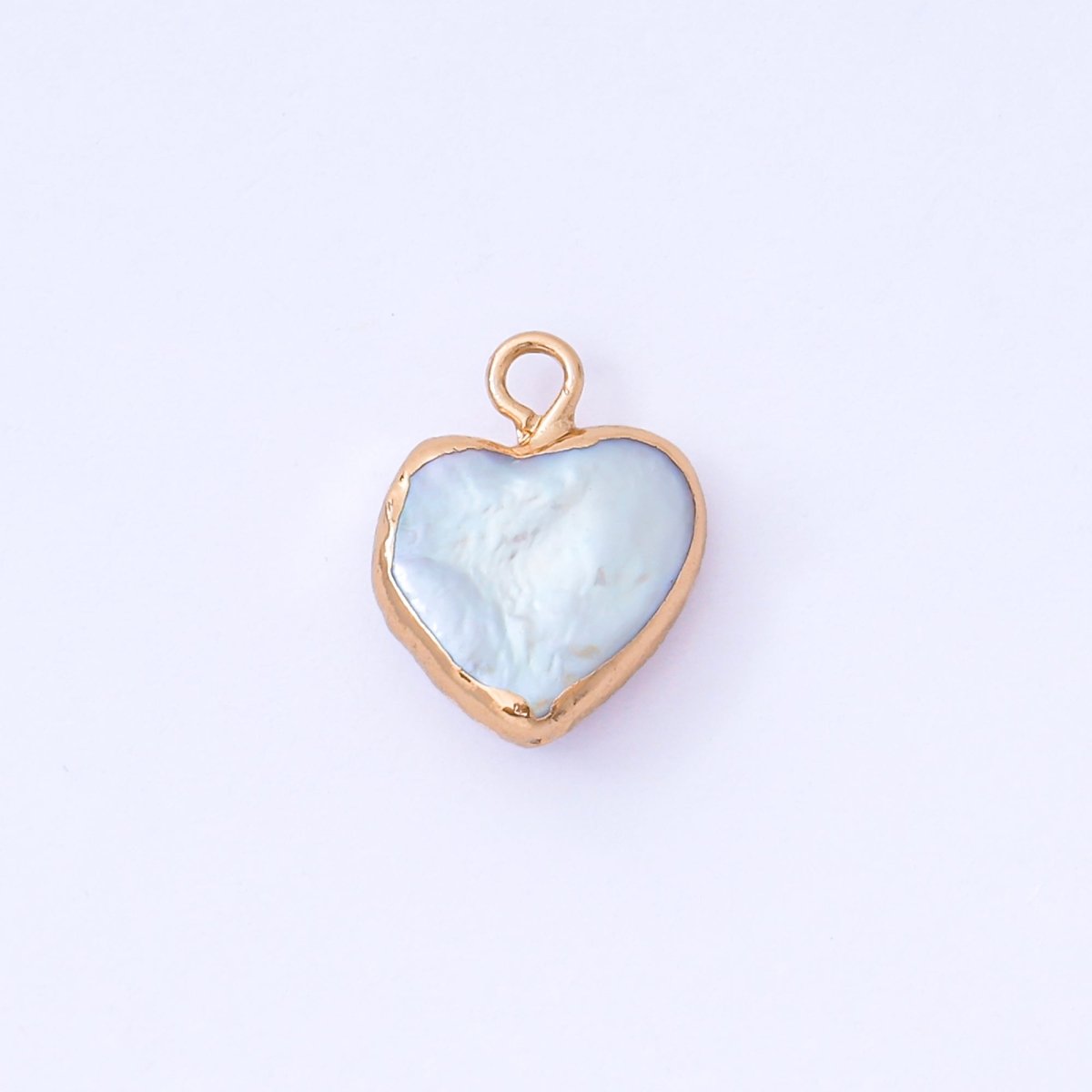 Gold Plated 14mm Baroque White Freshwater Pearl Dainty Heart Drop Charm | AF573