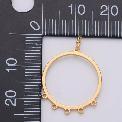 Gold Plated Circle Five Link for Charm to make Earring Necklace Jewelry Making Supply, K-881