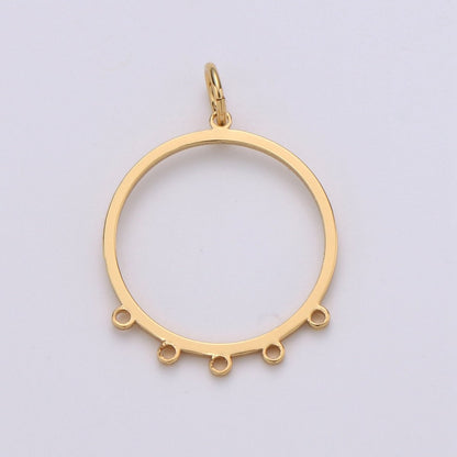 Gold Plated Circle Five Link for Charm to make Earring Necklace Jewelry Making Supply, K-881