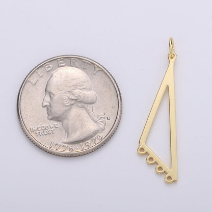 Gold Plated Triangle Four Link for Charm for Earring Necklace Jewelry Making Supply, K-880