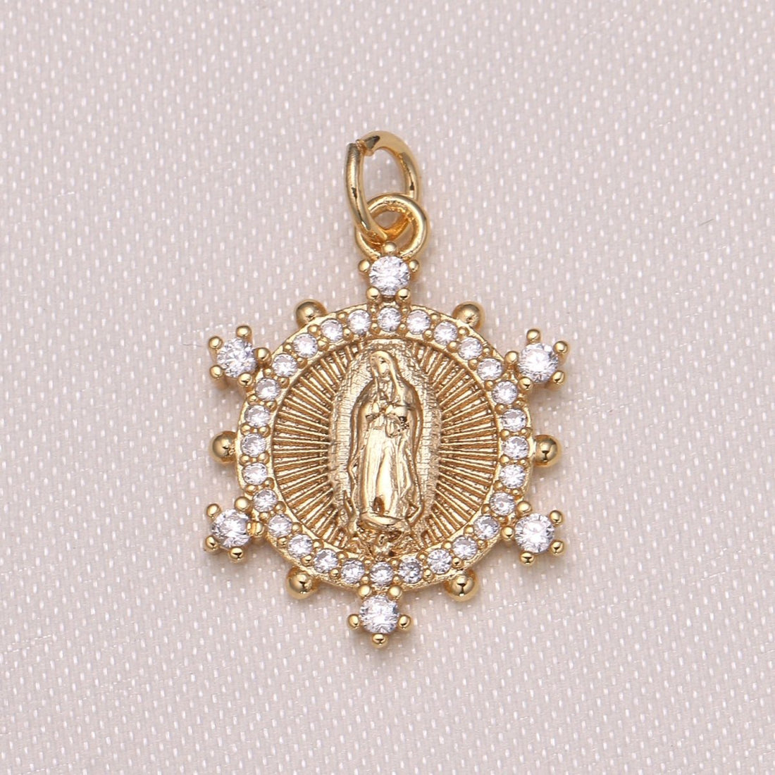 Gold Plated Zirconia Holy Mary Charm CZ Mother of God Micro Pave Charm Pendant N-1171
