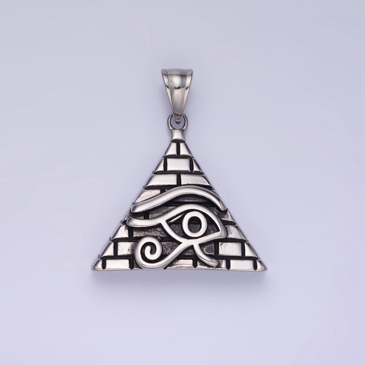 Stainless Steel 40mm Evil Eye Amulet Pyramid Pendant in Gold &amp; Silver | P1203 P1204