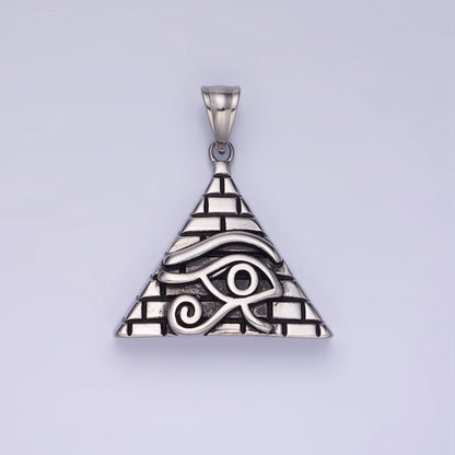 Stainless Steel 40mm Evil Eye Amulet Pyramid Pendant in Gold &amp; Silver | P1203 P1204