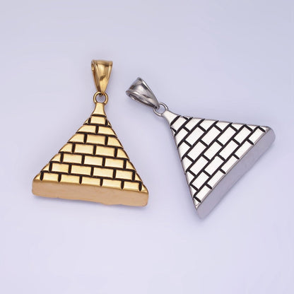 Stainless Steel 40mm Evil Eye Amulet Pyramid Pendant in Gold &amp; Silver | P1203 P1204