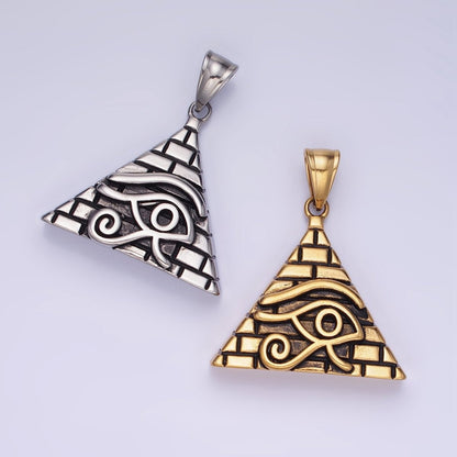 Stainless Steel 40mm Evil Eye Amulet Pyramid Pendant in Gold &amp; Silver | P1203 P1204