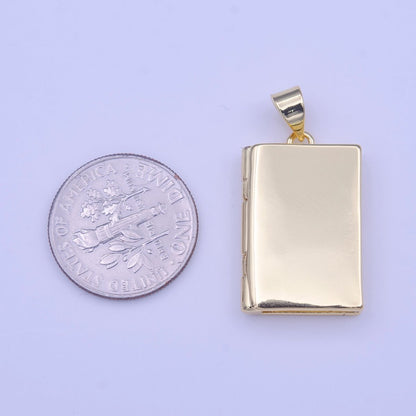 Gold Rectangular Minimalist Gold Photo Locket Pendant H-219