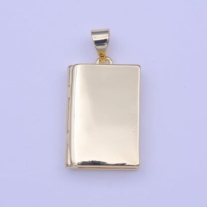 Gold Rectangular Minimalist Gold Photo Locket Pendant H-219