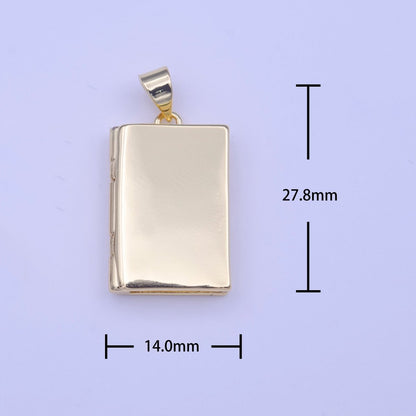 Gold Rectangular Minimalist Gold Photo Locket Pendant H-219