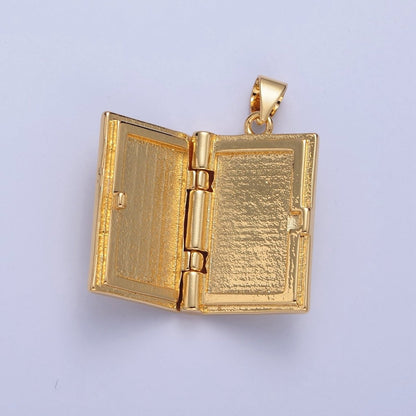 Gold Rectangular Photo Locket Pendant I-313