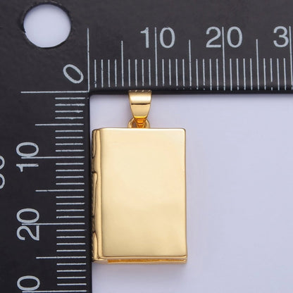 Gold Rectangular Photo Locket Pendant I-313