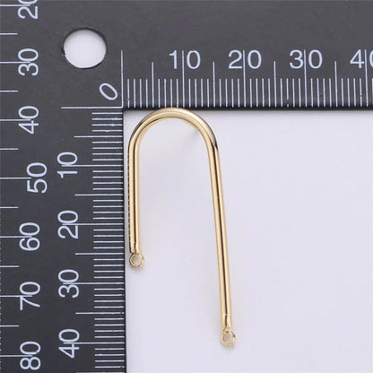 Gold Rectangular Post Earring, Geometric Earrings with Open Link for DIY Earring Jewelry Making Gold Filled K-252