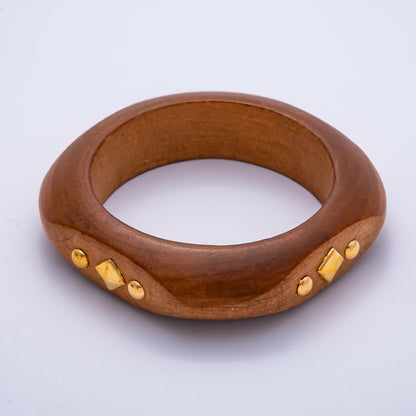 Gold Rhombus Round Dotted Studded Wood Square Bangle Bracelet | WA-04323 ~ WA-04325