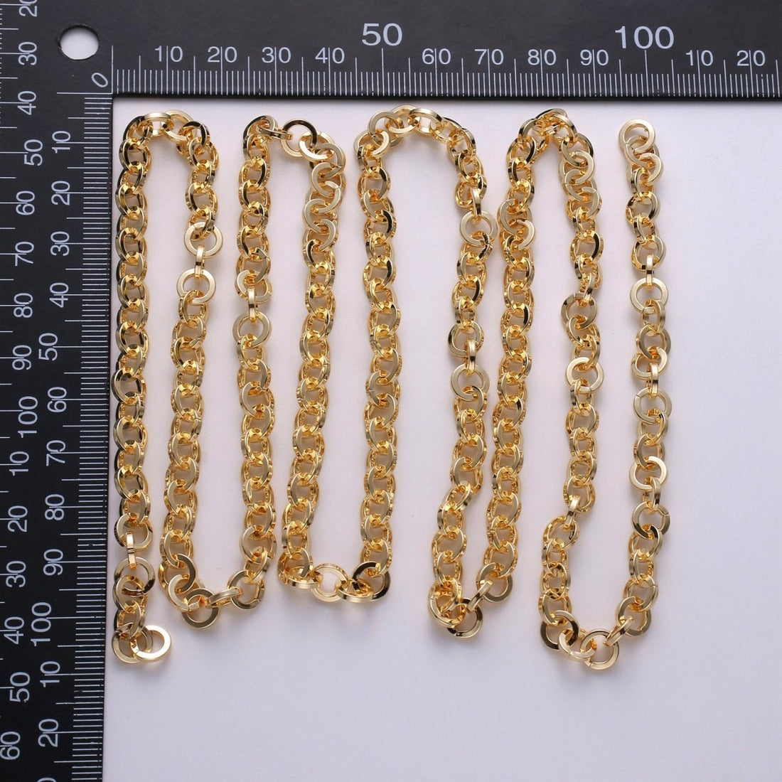 Gold Rolo Chain, 7mm Width, 16K Gold Filled Thin Flat Minimalist Jewelry, For Necklace Anklet Bracelet Supply Component | ROLL-273