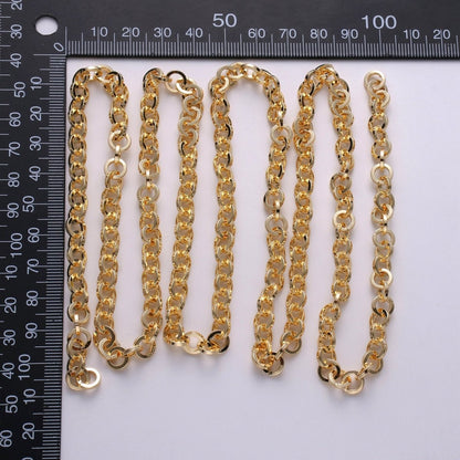 Gold Rolo Chain, 7mm Width, 16K Gold Filled Thin Flat Minimalist Jewelry, For Necklace Anklet Bracelet Supply Component | ROLL-273
