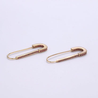 Gold Safety pin Supply Charm sparkly safety pins / Micro pave safety pin Clear Cubic K-528
