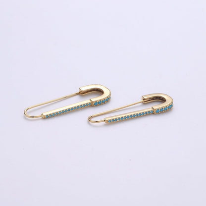 Gold Safety pin Supply Charm sparkly safety pins / Micro pave safety pin Clear Cubic K-528