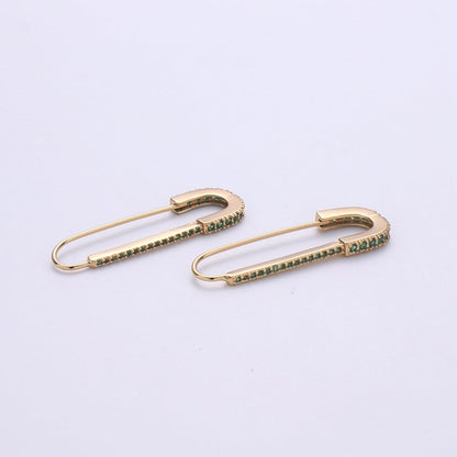Gold Safety pin Supply Charm sparkly safety pins / Micro pave safety pin Clear Cubic K-528