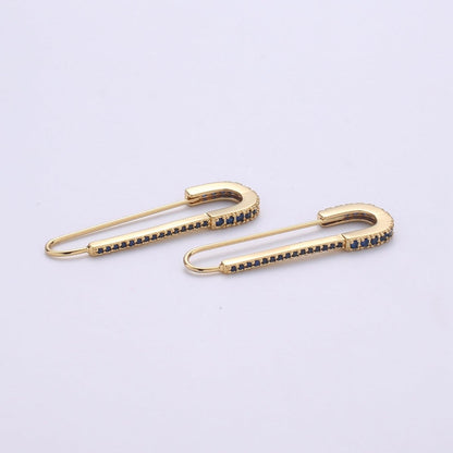 Gold Safety pin Supply Charm sparkly safety pins / Micro pave safety pin Clear Cubic K-528