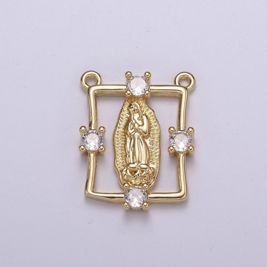 Gold Saint St Benedict, Lady Guadalupe Medallion Protection Square Charms Connector Necklace Pendant, Religious Necklace Charms, 20.6*16mm Y-422 - Y-424