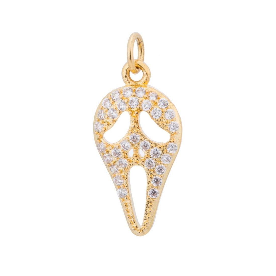 Gold Scream Movie Mask, Scary, Halloween, Horror, Cosplay, Craft Cubic Zirconia Bracelet Charm Bead Findings Pendant For Jewelry Making C169