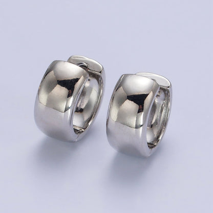 Gold, Silver 16.5mm Wide Chubby Minimalist Huggie Hoop Earrings | AB186 AB435