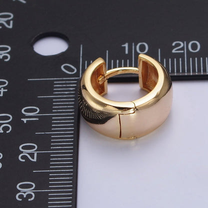 Gold, Silver 16.5mm Wide Chubby Minimalist Huggie Hoop Earrings | AB186 AB435