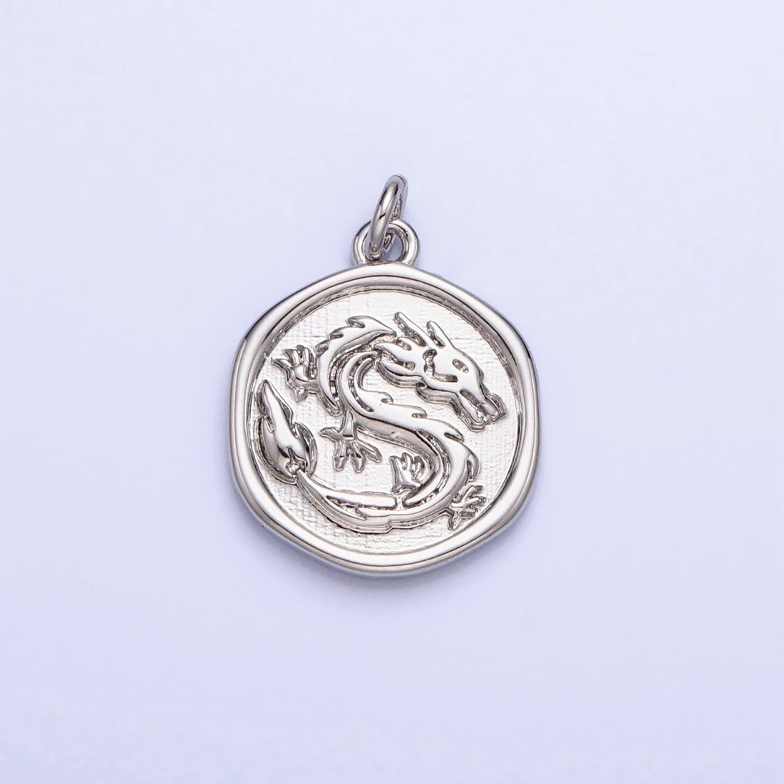 Gold, Silver Ancient Dragon Animal Stamped Coin Charm | AC440