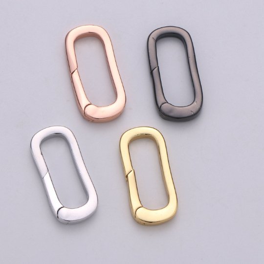 Gold Silver Black Rose Gold Push Gate Oval Clasp, Spring gate Clasp, 21.2x10mm WHOLESALE Supply 2.8mm Thickness L-061~L-064