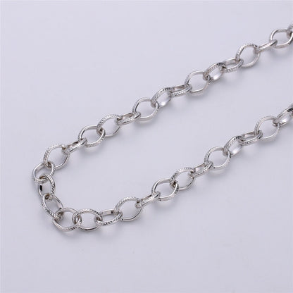 Gold / Silver Cable Chain, Textured Link Chain, 24K Gold Plated Chain by Yard, Unfinished Chain For Bracelet Necklace Supply, 9X10mm| ROLL-094, ROLL-098 Clearance Pricing