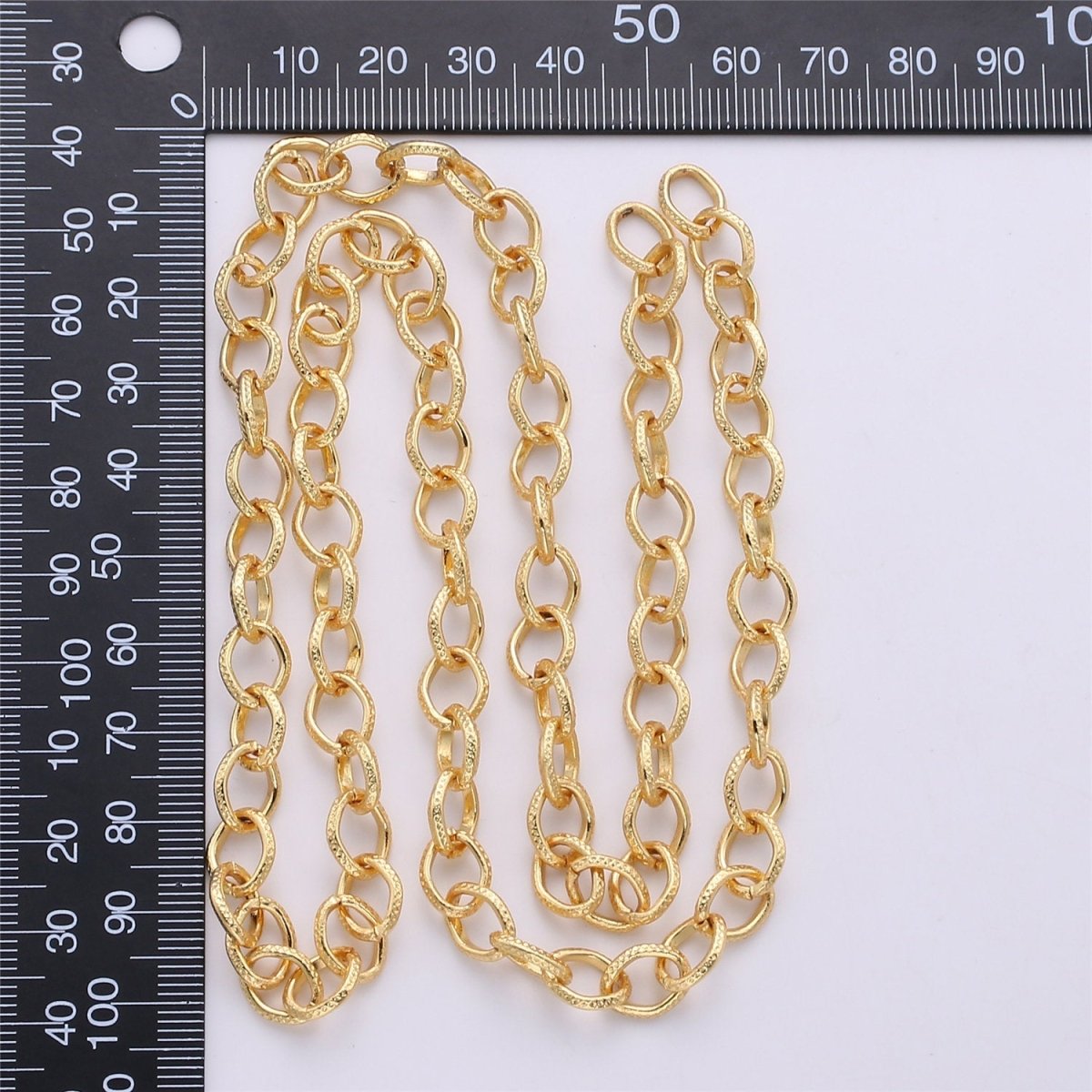 Gold / Silver Cable Chain, Textured Link Chain, 24K Gold Plated Chain by Yard, Unfinished Chain For Bracelet Necklace Supply, 9X10mm| ROLL-094, ROLL-098 Clearance Pricing