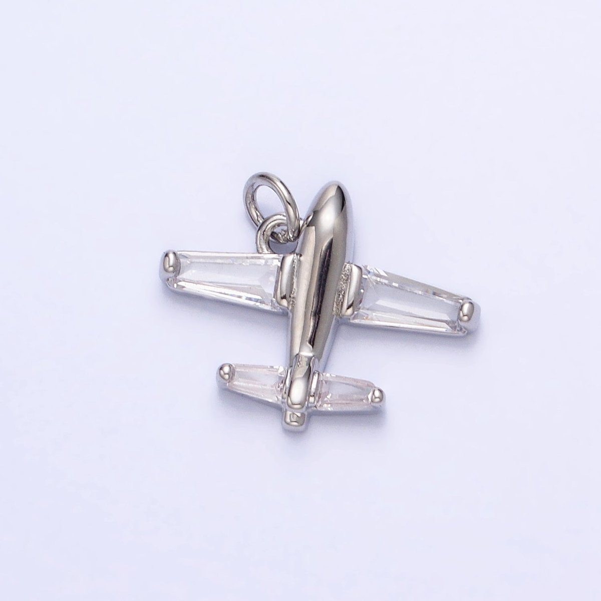 Gold, Silver Clear Baguette Airplane Flight Mini Add-On Charm | AC-703 AC-704