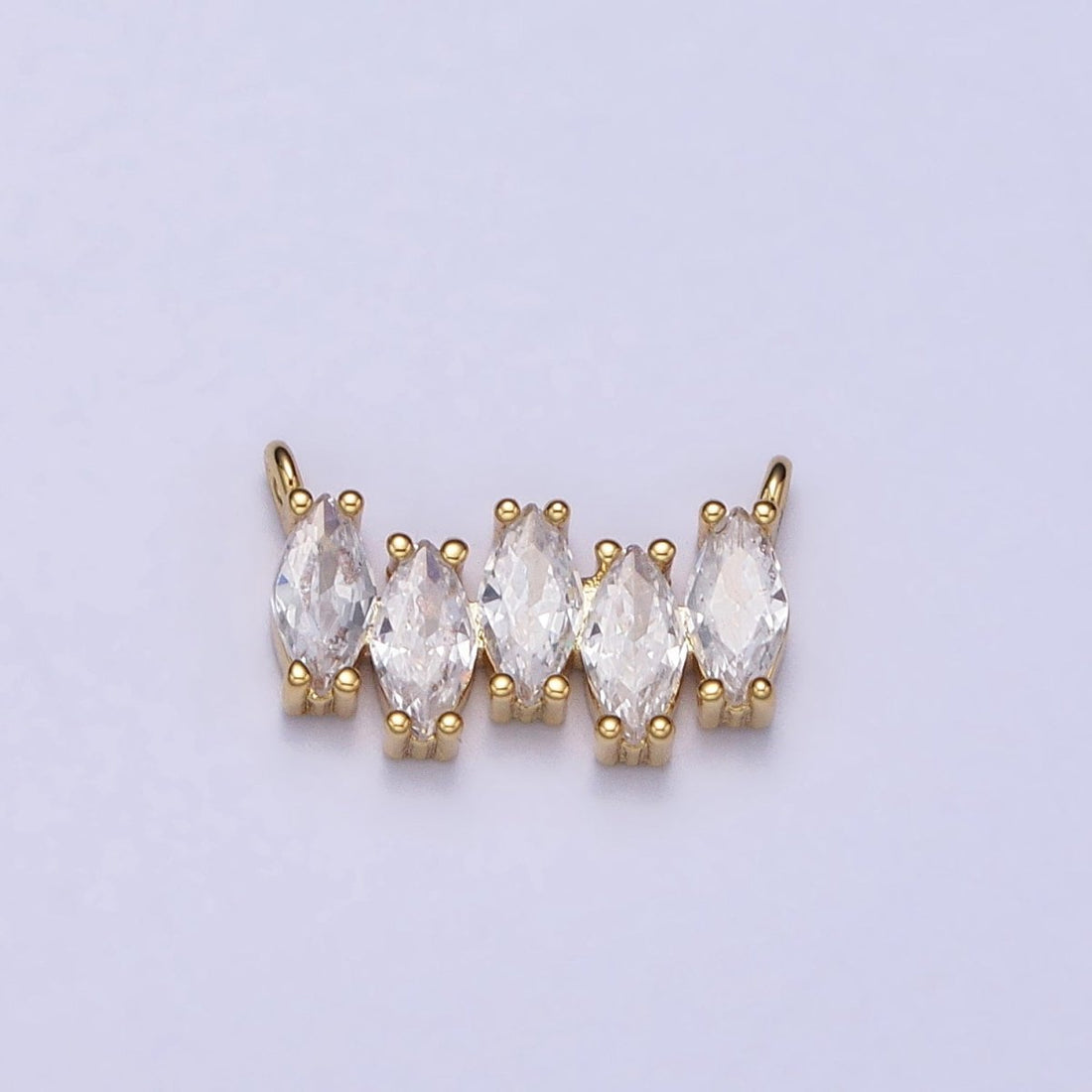 Gold, Silver Clear CZ Marquise Cubic Zirconia Lined 12.8mm Connector | Y-811