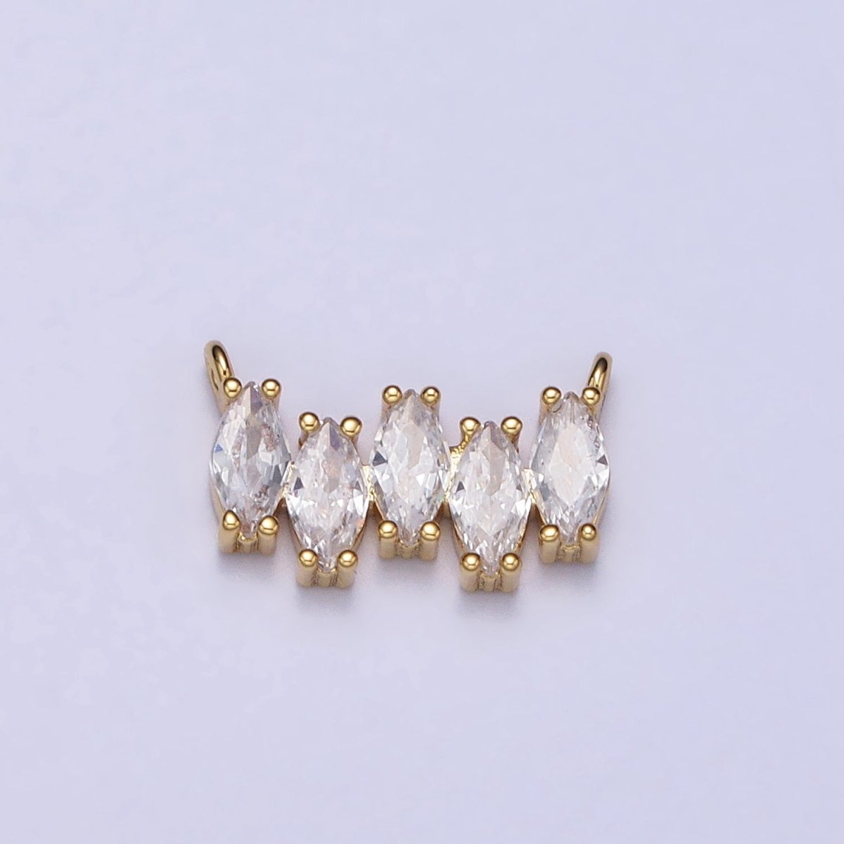 Gold, Silver Clear CZ Marquise Cubic Zirconia Lined 12.8mm Connector | Y-811